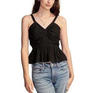 Black Sleeveless Peplum Top
